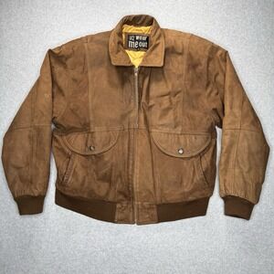 VTG U2 Wear Me Out Suede Leather Bomber Jacket Quilt Lined Brown Mens Size 46 XL